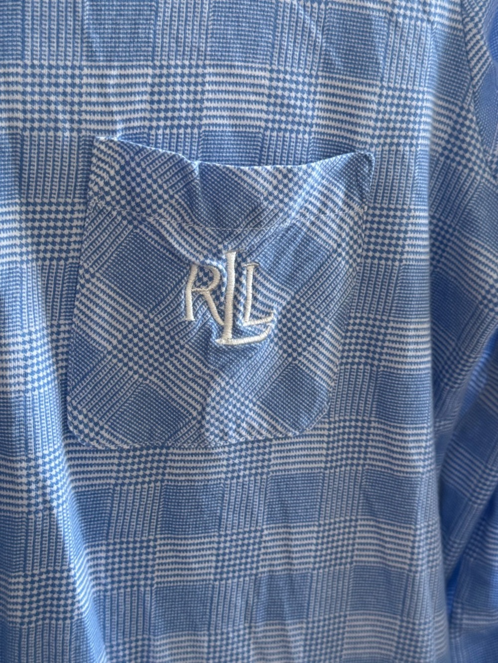 NWOT Lauren Ralph Lauren Light Blue Checked Button-Down Sleep Shirt | Small - Picture 2 of 7